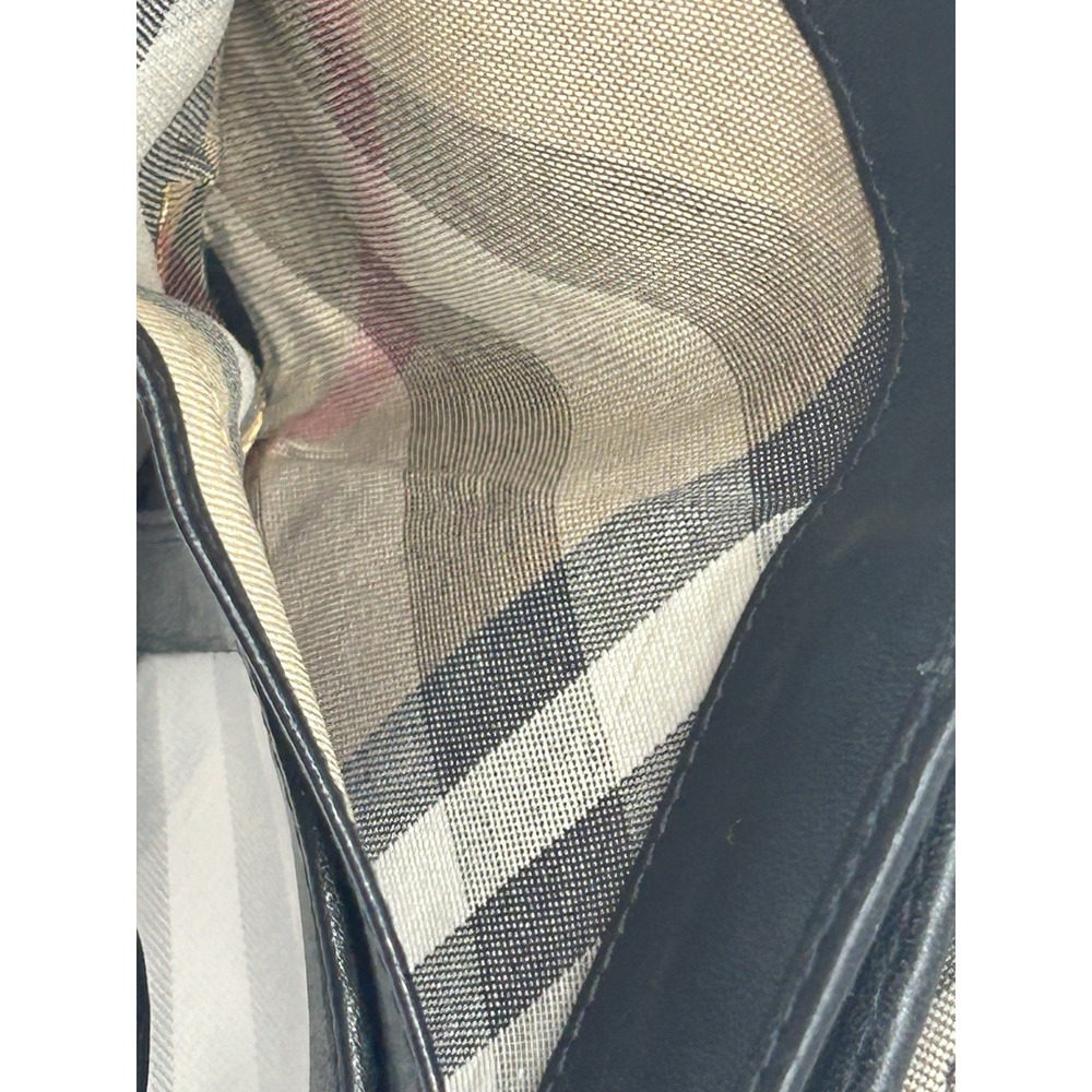 Vintage Burberry Black Leather Nova Check Bifold‎ Wallet 5.5" x 4" - Picture 7 of 8